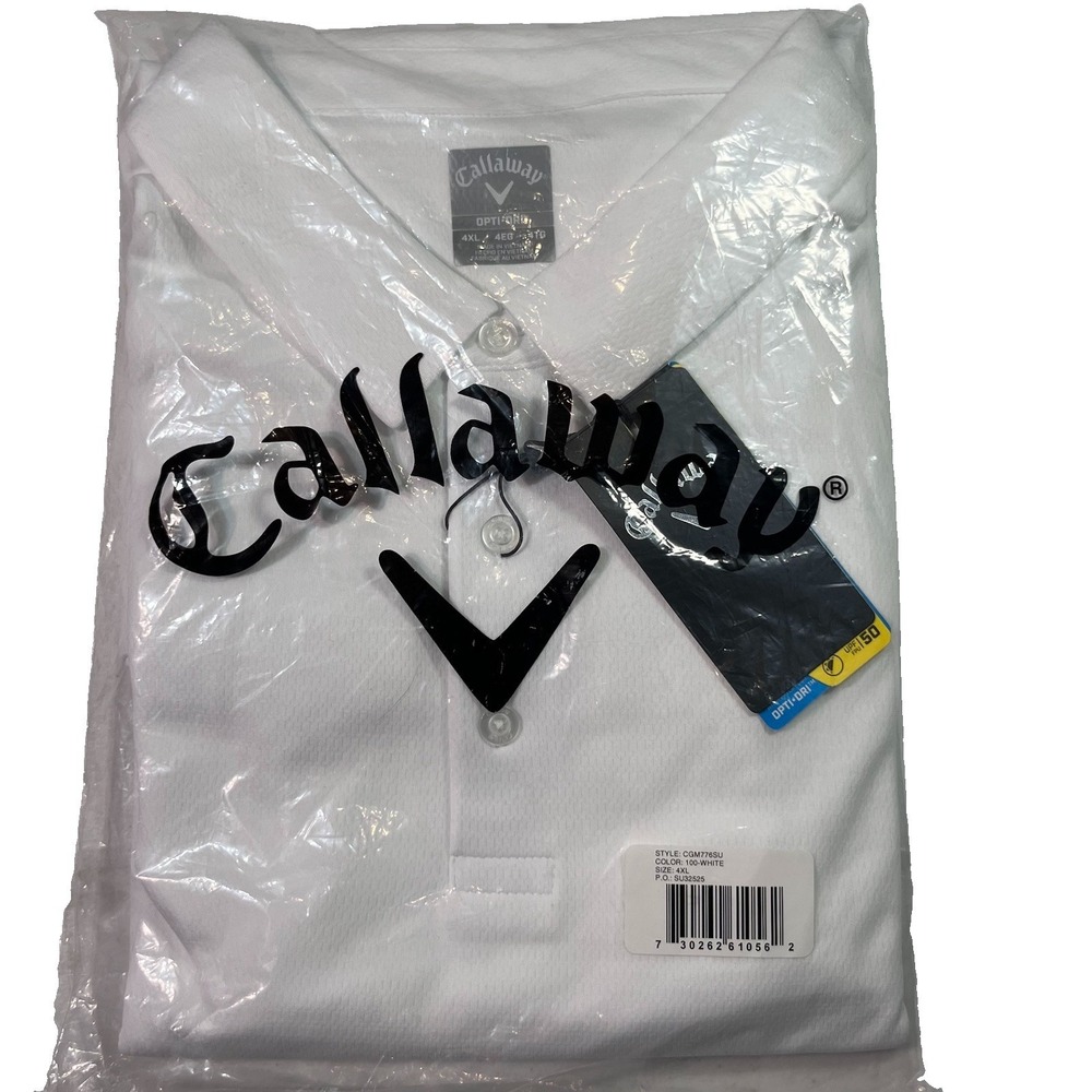 Callaway Mens Polo Shirt White Opti-Dri Performance Stretch Golf Top 4XL NWT